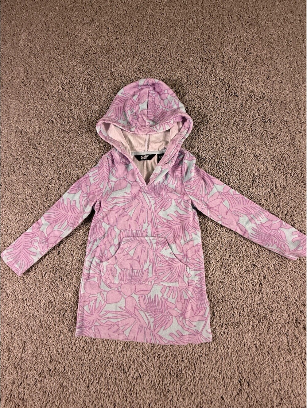 NWOT Lands’ End Girls Cover Up Swimwear Size XXS 2-3 T Purple Floral Hooded